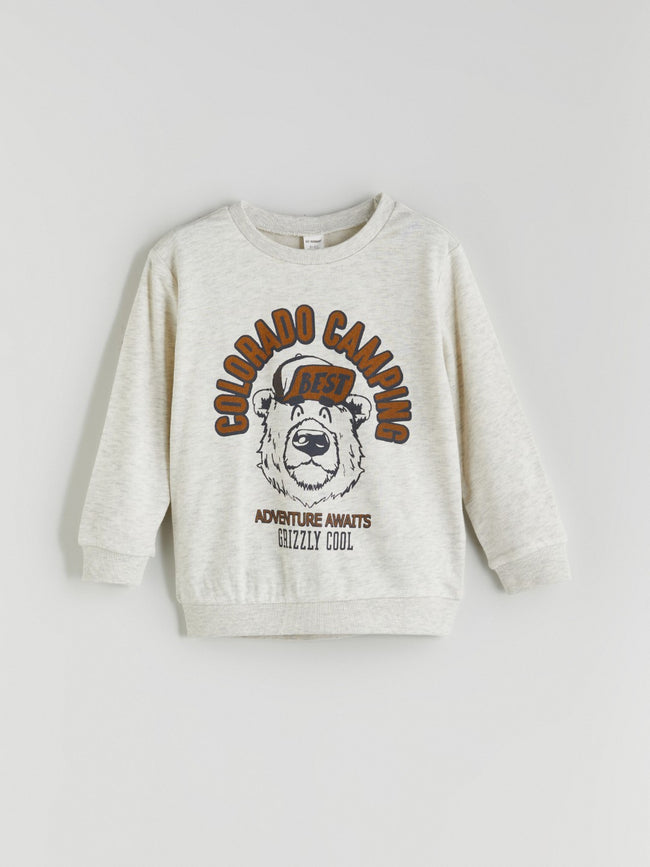 LCW Kids White Crew Neck Boys Sweatshirt Hover Image