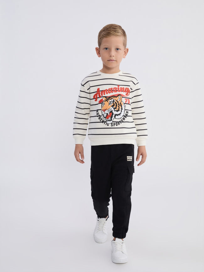 LCW Kids Crew Neck Striped Boys Sweatshirt Main Image