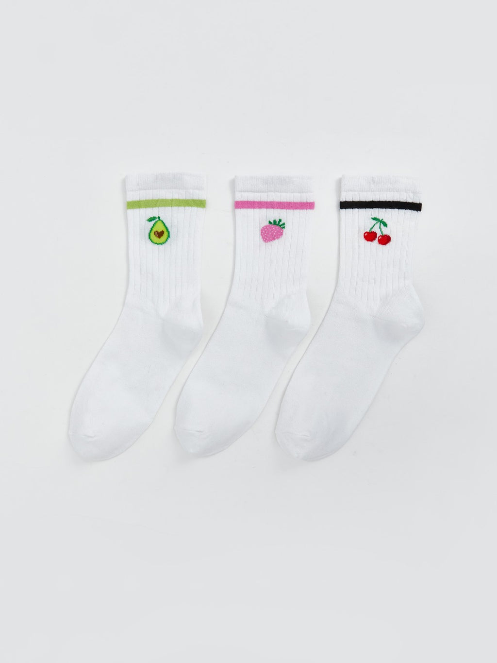 LCW Dream Green Fruit Patterned Women Ankle Socks 3-Pack