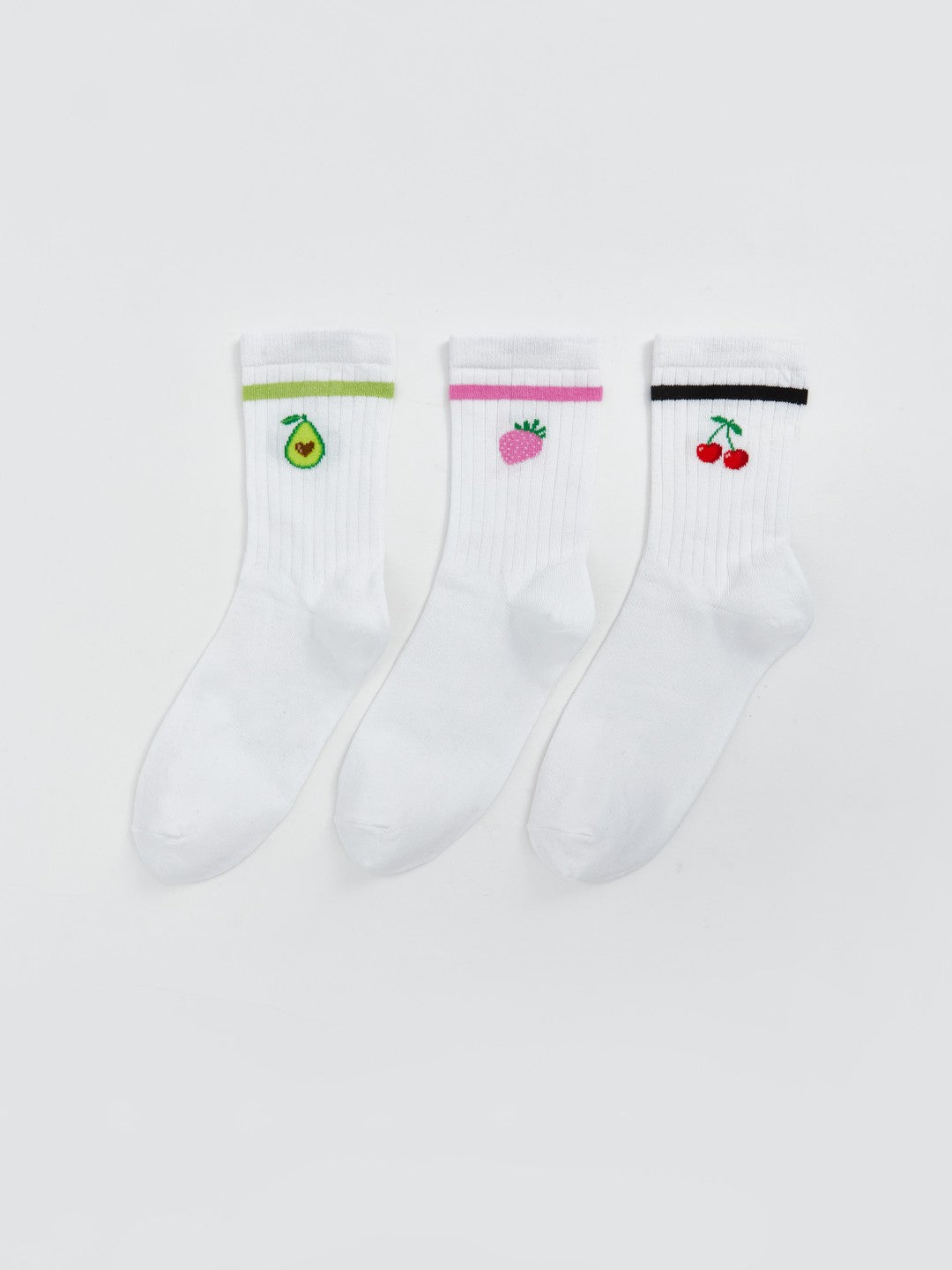 LCW Dream Green Fruit Patterned Women Ankle Socks 3-Pack