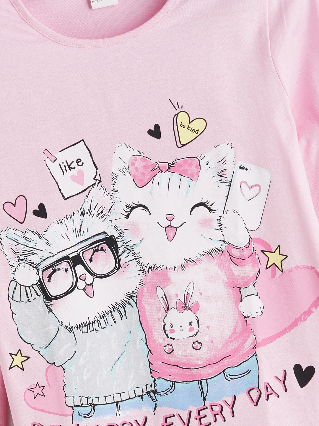 LCW Kids Pink Crew Neck Girls Pajama Set