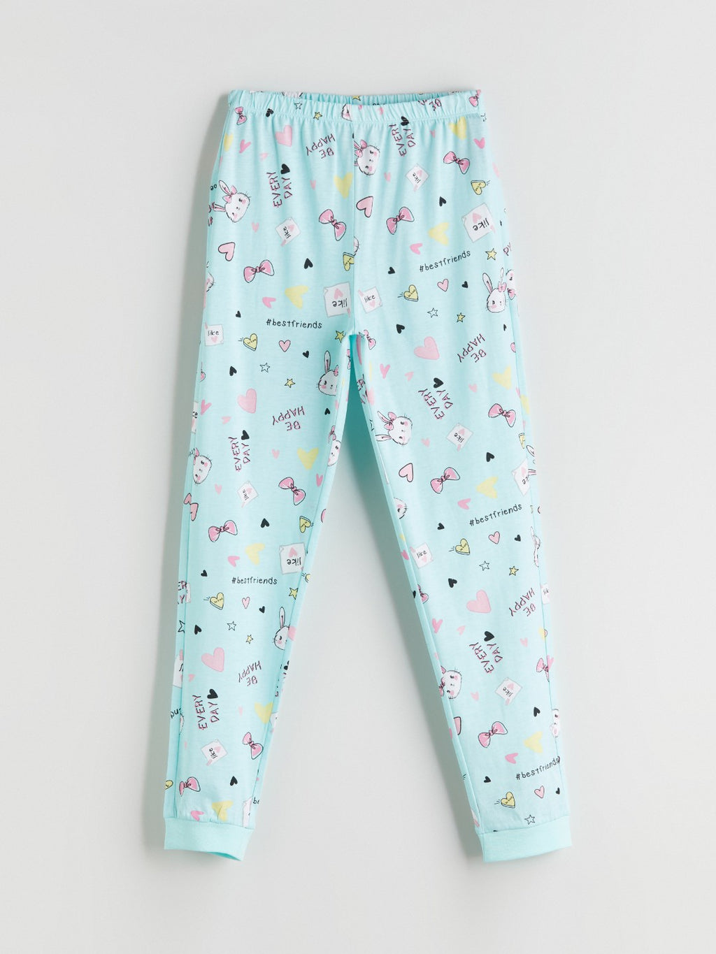 LCW Kids Pink Crew Neck Girls Pajama Set