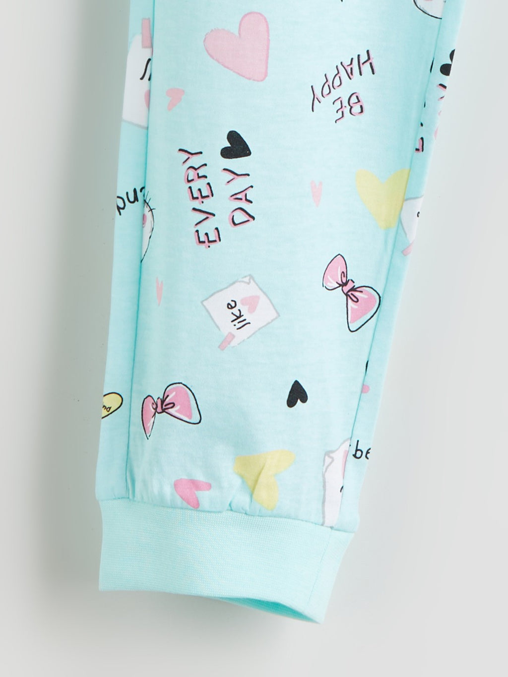 LCW Kids Pink Crew Neck Girls Pajama Set