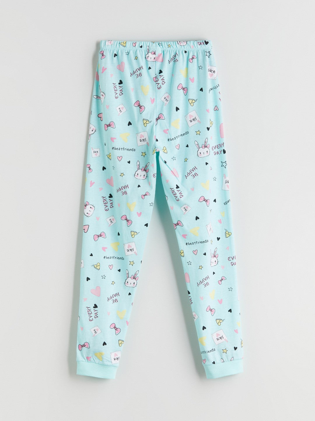 LCW Kids Pink Crew Neck Girls Pajama Set