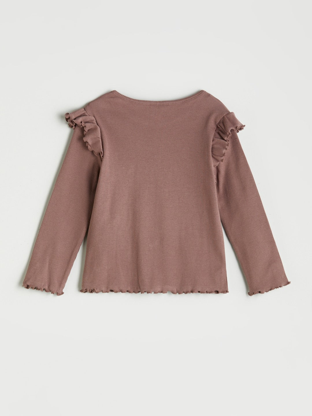 LCW Kids Brown Crew Neck Flower Embroidered Girls T-Shirt