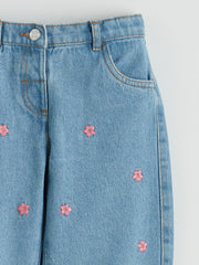 LCW Kids Relaxed Fit Floral Embroidered Girls Jeans