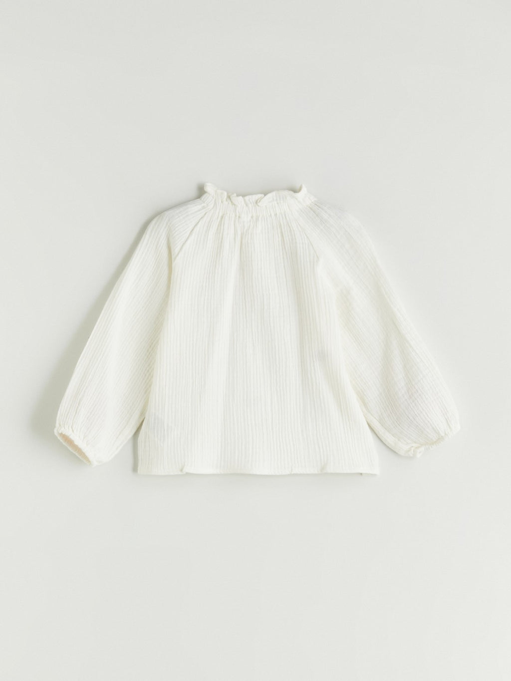 LCW Kids Ecru Ruffle Stand Collar Flower Embroidered Girls Blouse