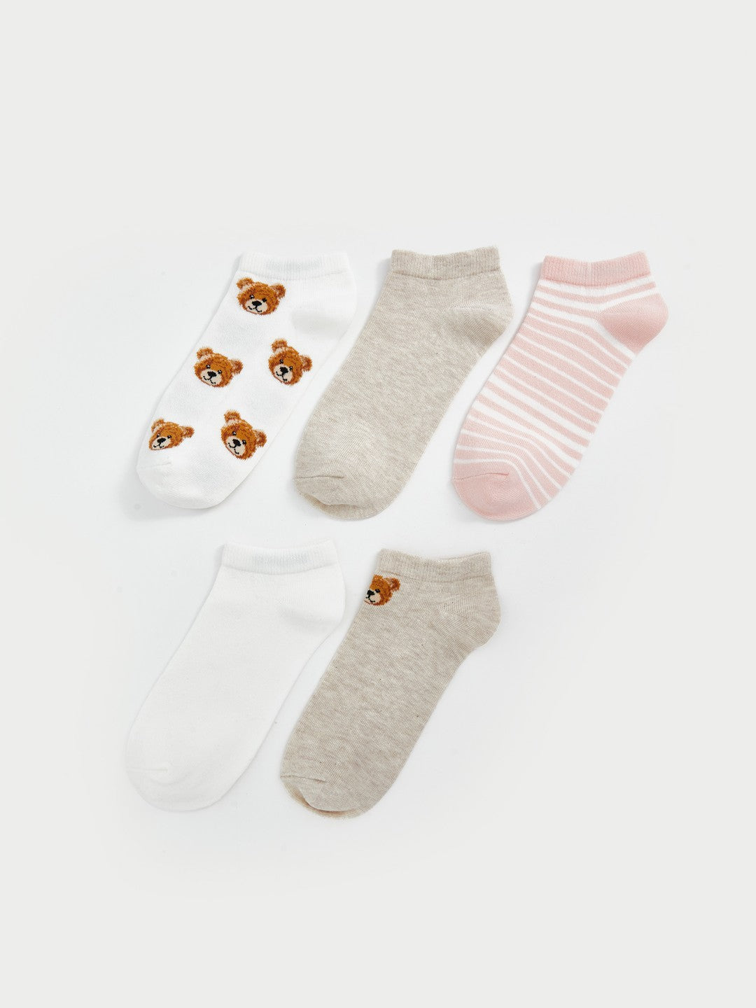 LCW Dream Ecru Patterned Women Ankle Socks 5-Pack