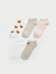 LCW Dream Ecru Patterned Women Ankle Socks 5-Pack