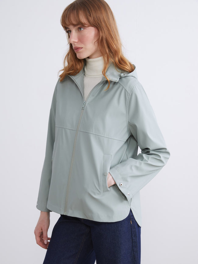 LCW Classic Pink Hooded Leather Look Women Raincoat Hover Image