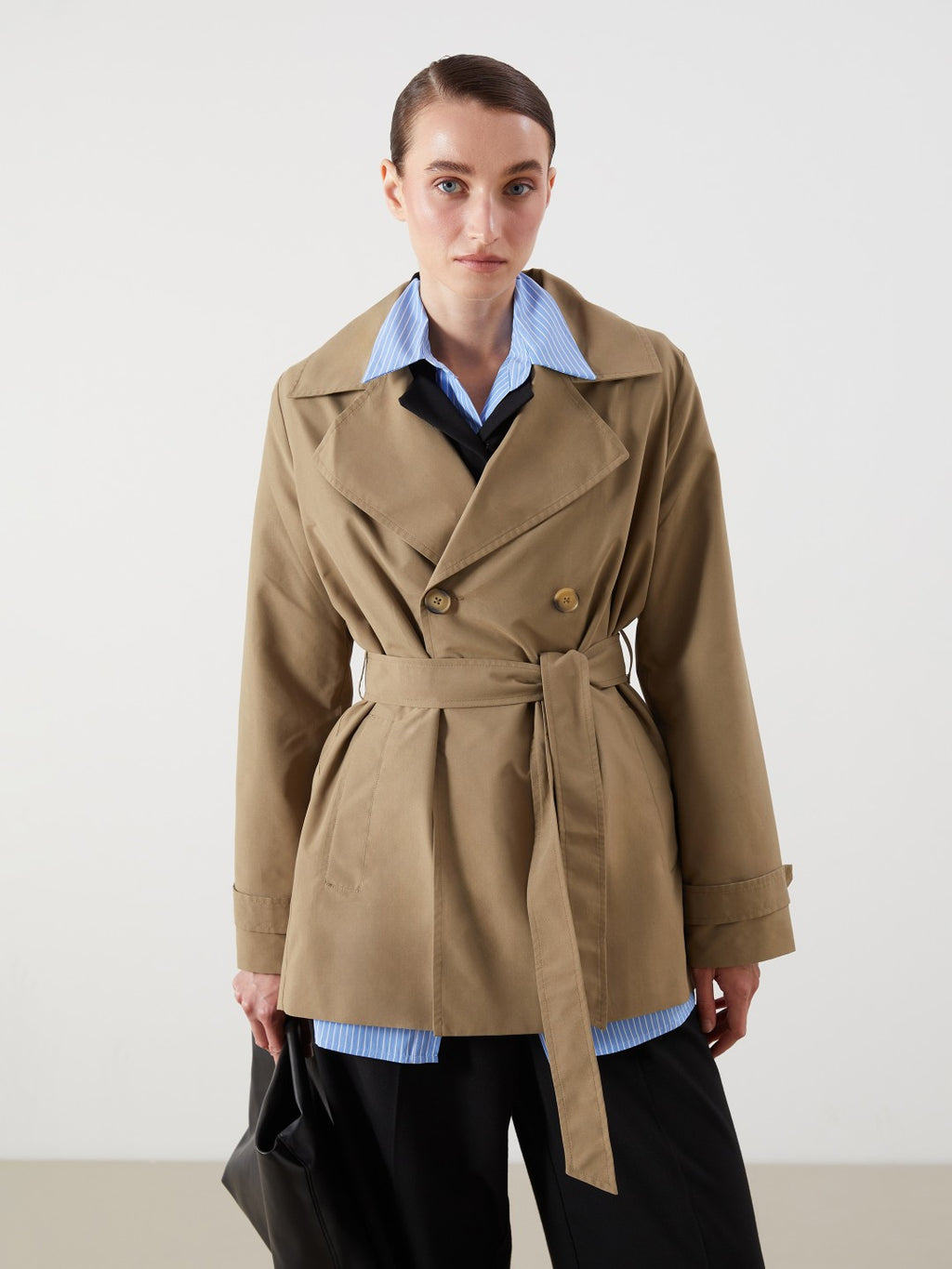 LCW Classic Khaki Double-Breasted Women Trench Coat