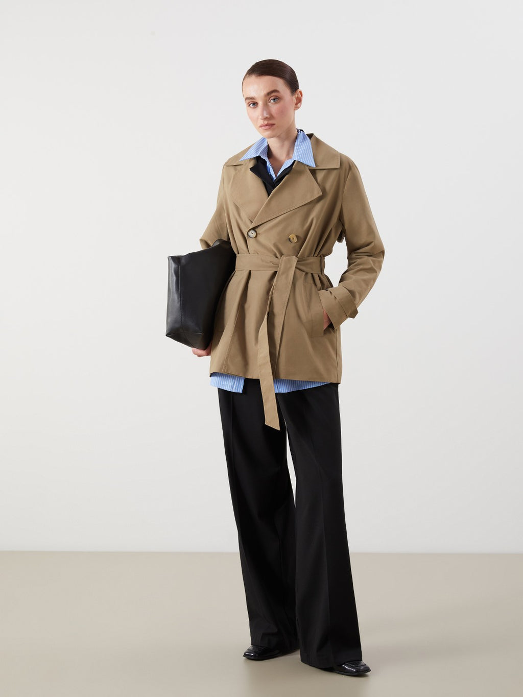 LCW Classic Khaki Double-Breasted Women Trench Coat