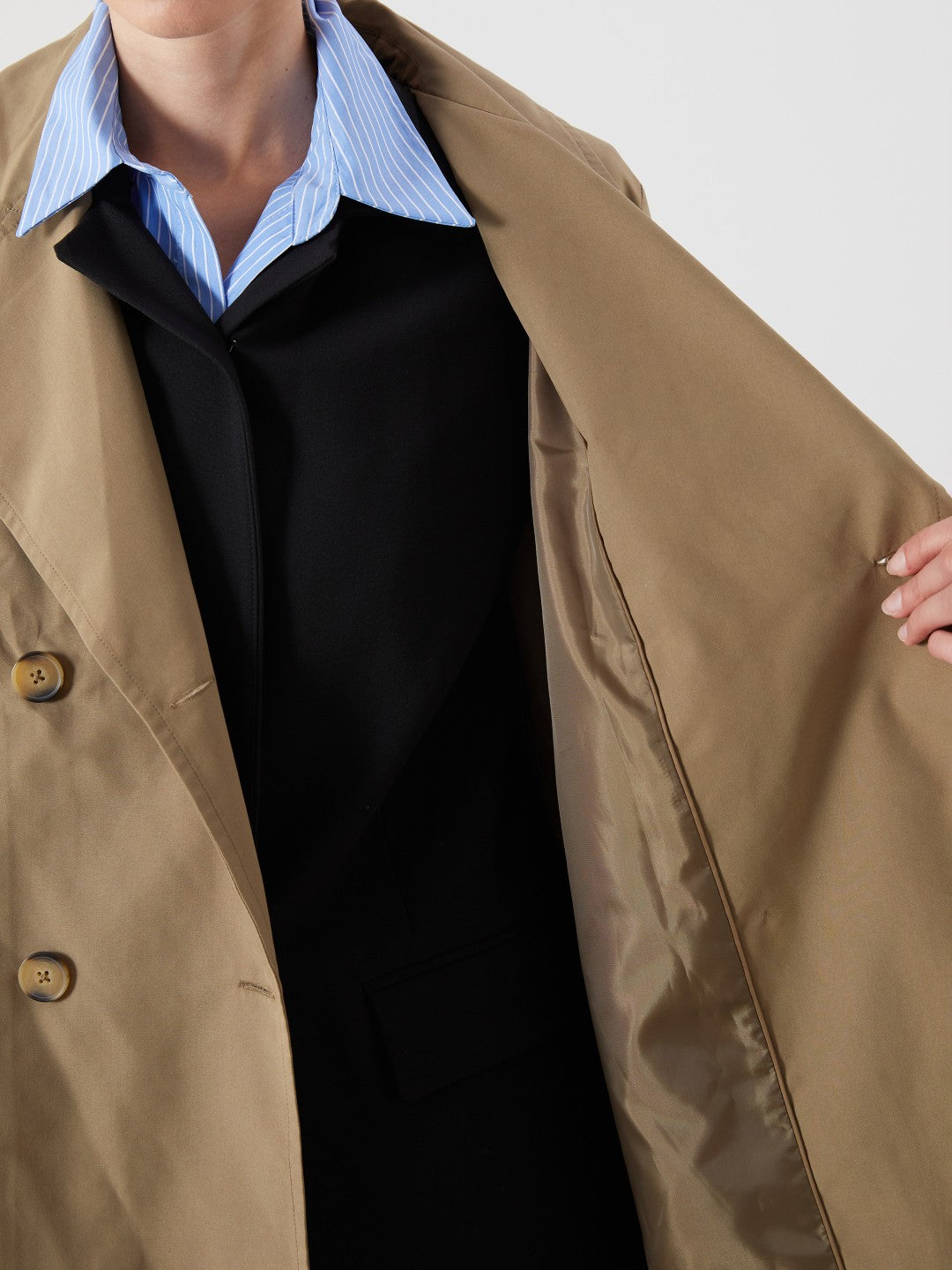 LCW Classic Khaki Double-Breasted Women Trench Coat