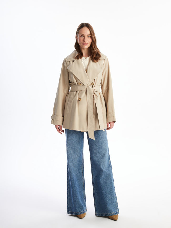 LCW Classic Khaki Double-Breasted Women Trench Coat Main Image