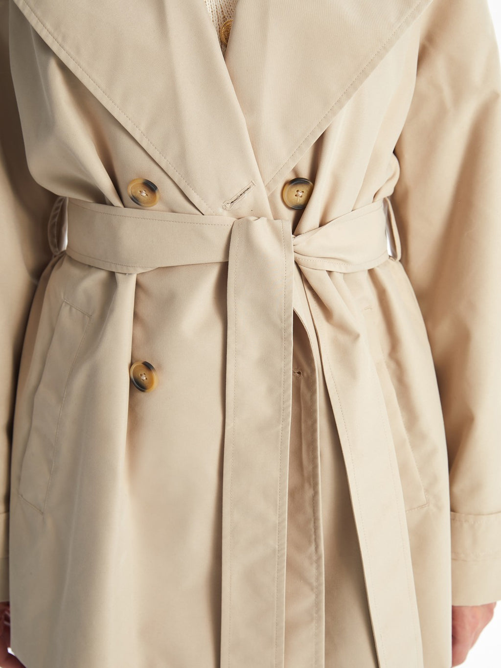LCW Classic Khaki Double-Breasted Women Trench Coat