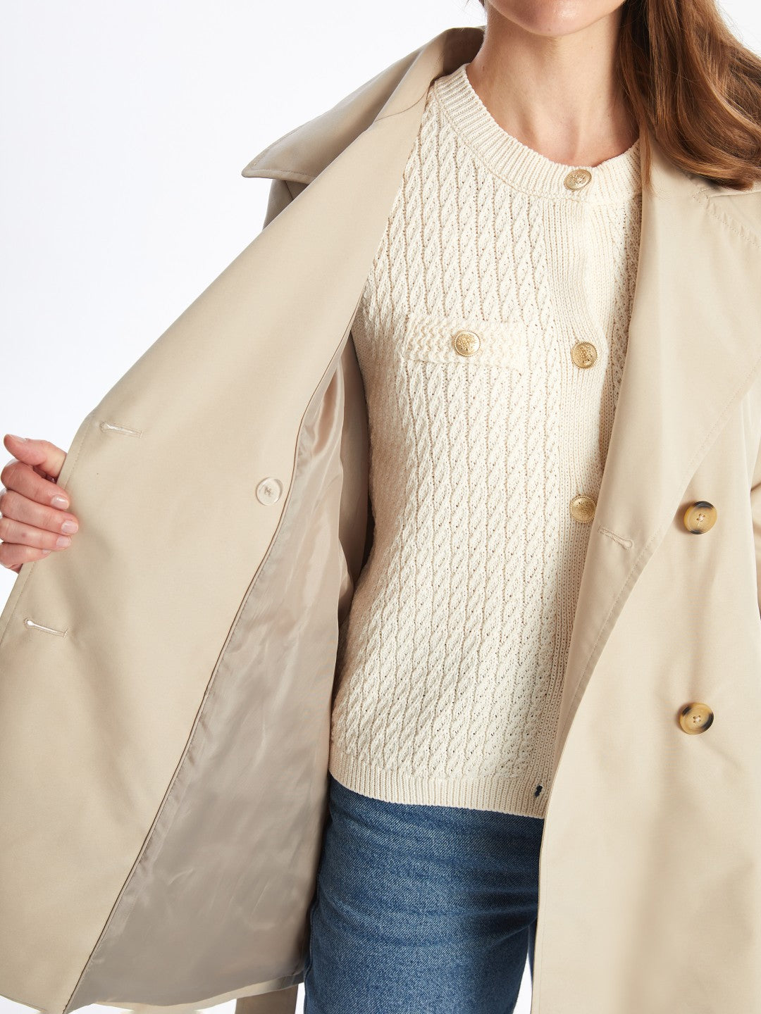 LCW Classic Khaki Double-Breasted Women Trench Coat