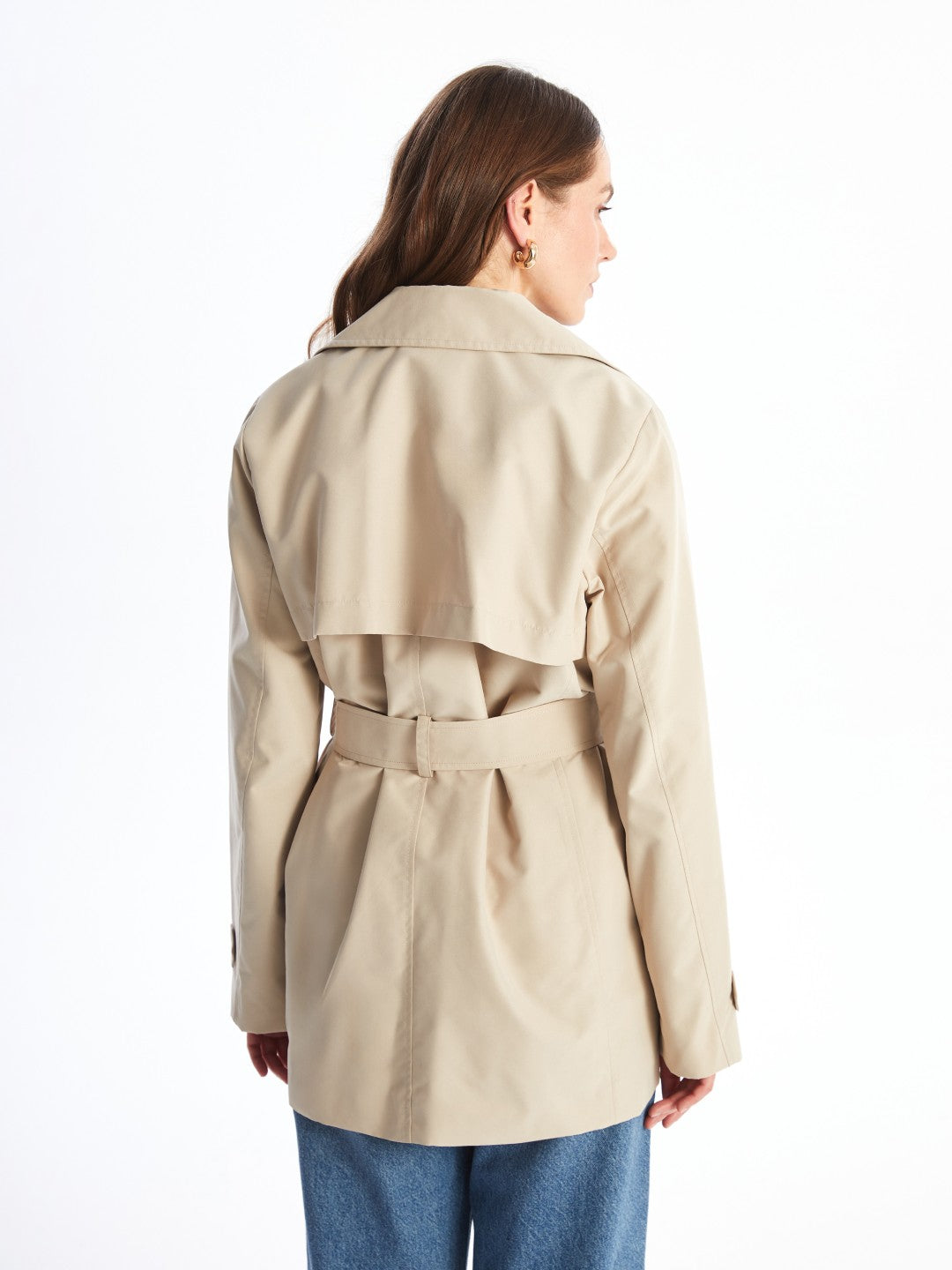 LCW Classic Khaki Double-Breasted Women Trench Coat