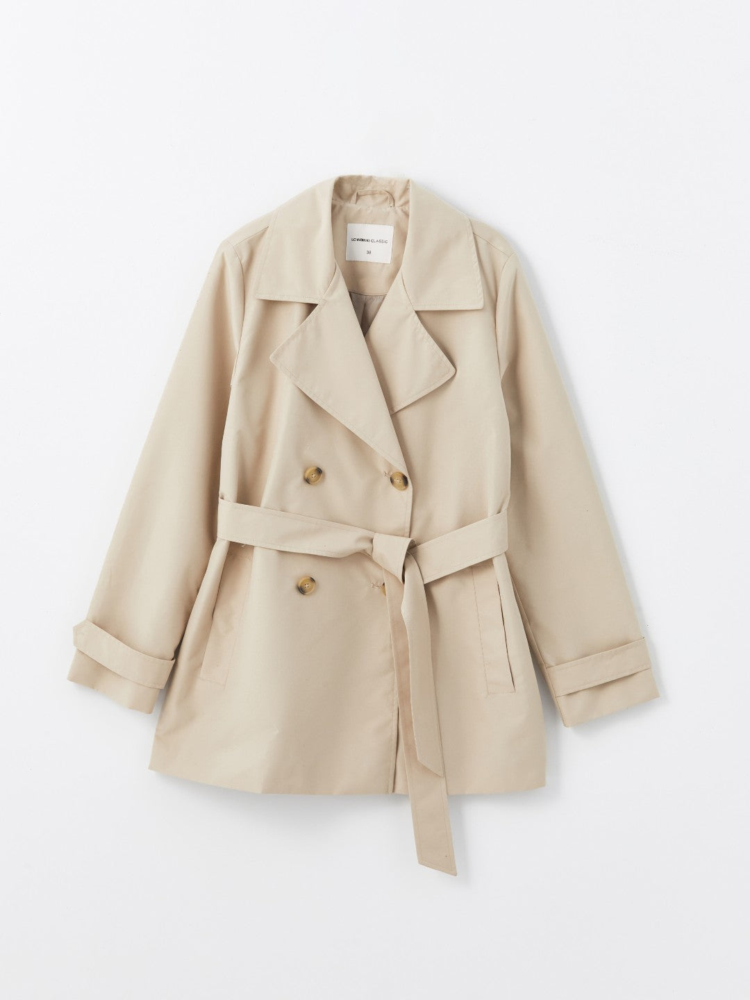 LCW Classic Khaki Double-Breasted Women Trench Coat