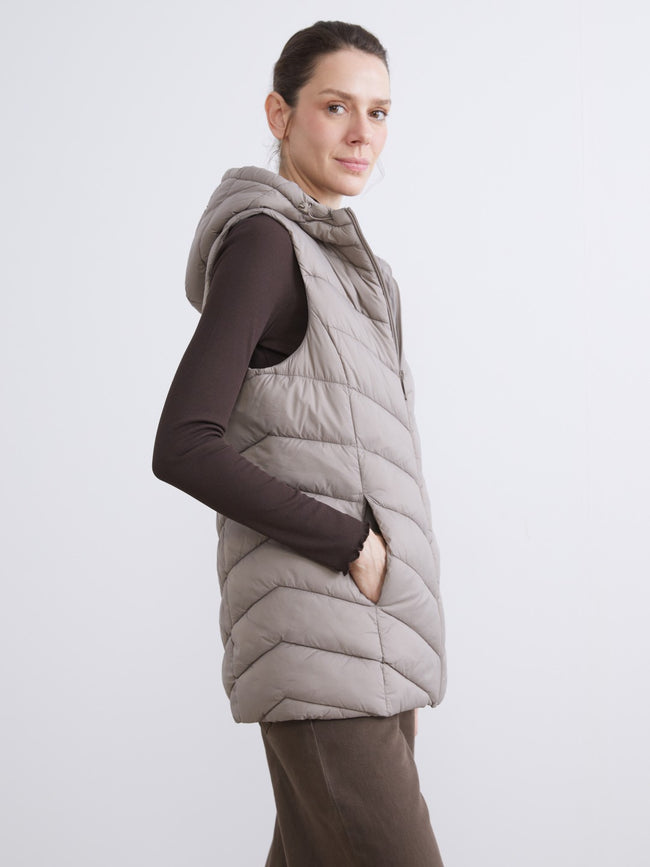 LCW Classic Brown Hooded Women Puffer Vest Hover Image