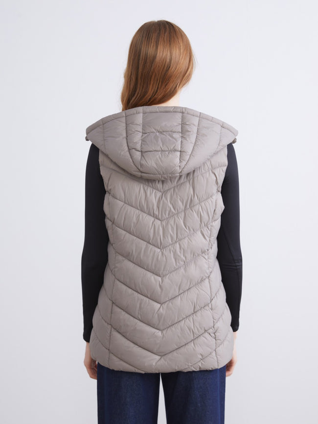 LCW Classic Brown Hooded Women Puffer Vest Main Image
