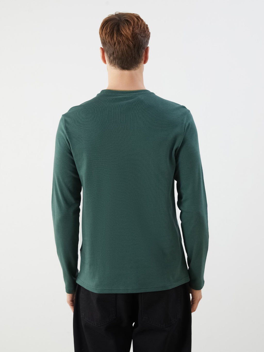 LCW Classic Navy Blue Crew Neck Long Sleeve Printed Men Sweatshirt