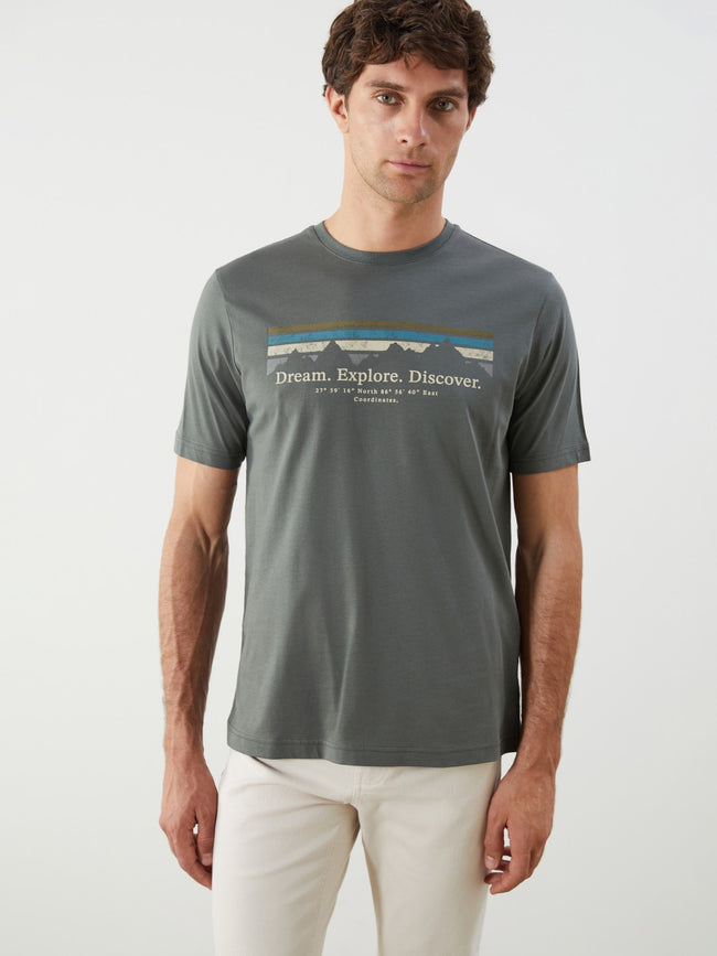 LCW Classic Crew Neck Printed Jersey Men T-Shirt Hover Image