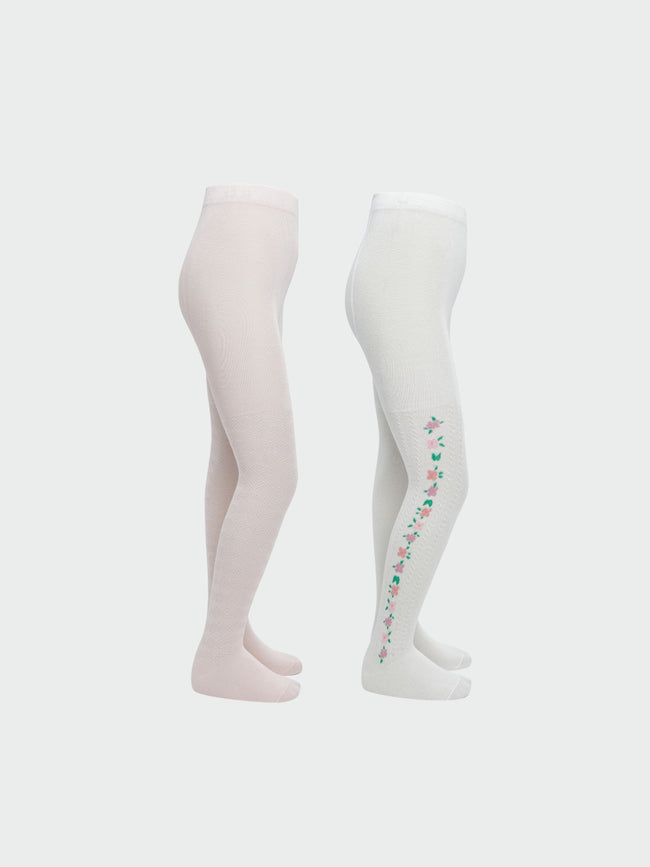 LCW Kids Ecru Girls Tights 2-Pack Hover Image