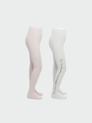 LCW Kids Ecru Girls Tights 2-Pack