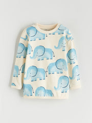 LCW Baby Ecru Printed Baby Boy Sweatshirt And Tracksuit Bottom 2-Pack