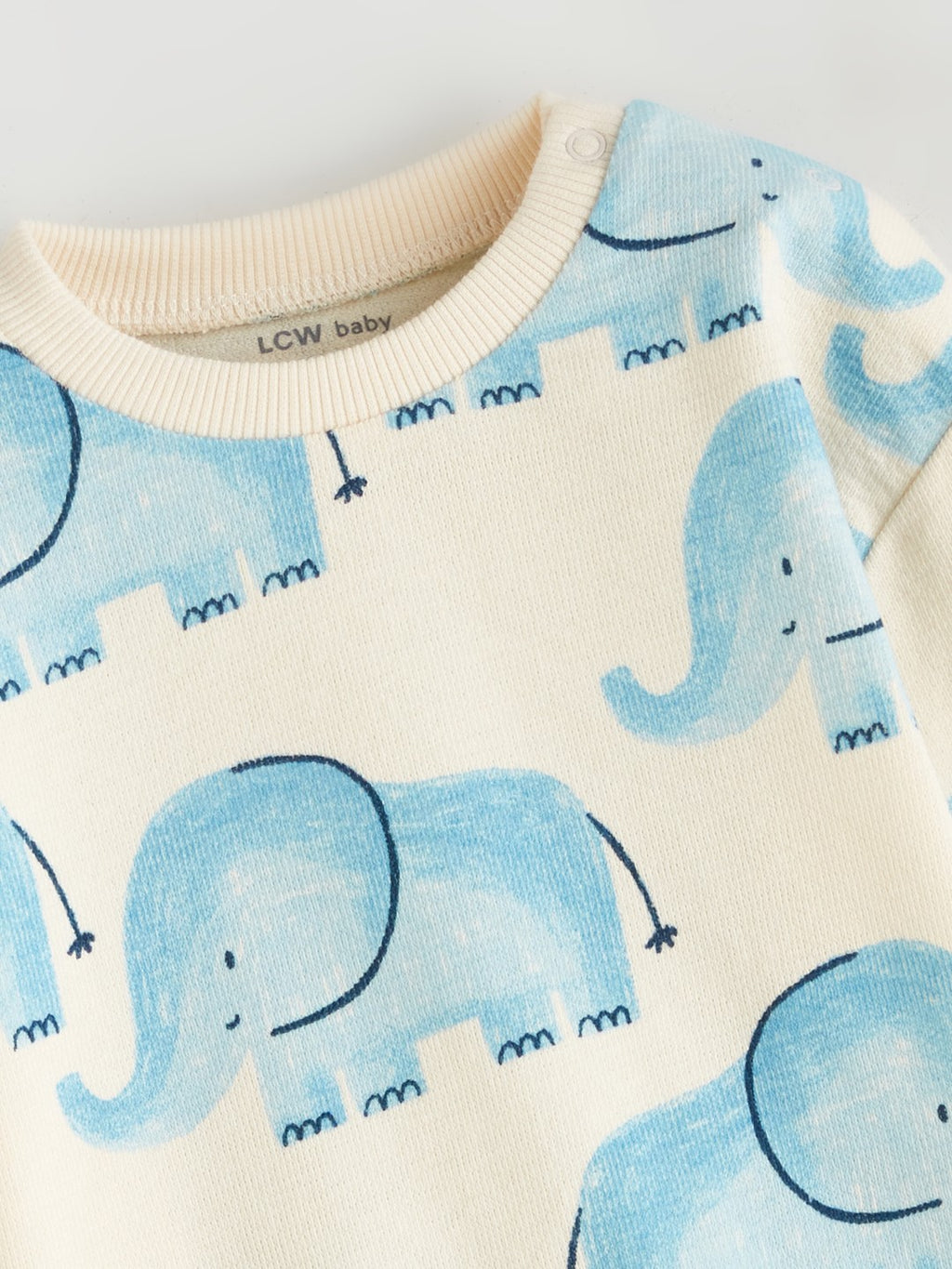 LCW Baby Ecru Printed Baby Boy Sweatshirt And Tracksuit Bottom 2-Pack