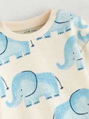 LCW Baby Ecru Printed Baby Boy Sweatshirt And Tracksuit Bottom 2-Pack