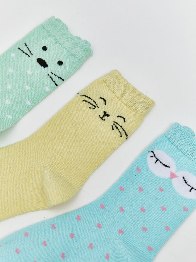 LCW Kids Pink Patterned Girls Ankle Socks 5-Pack Main Image