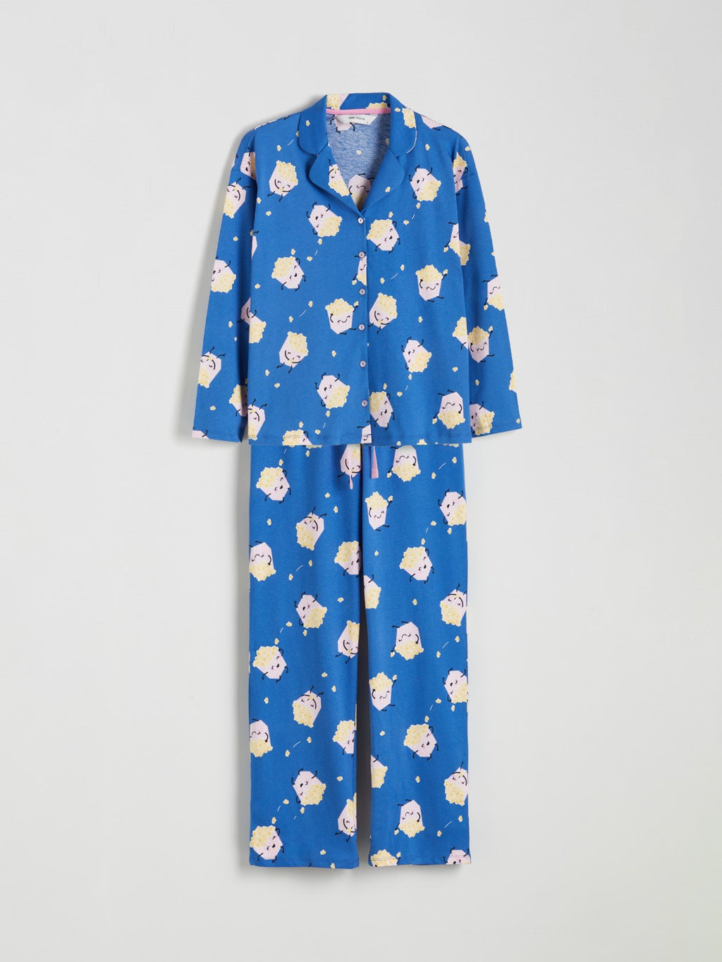LCW Young Blue Shirt Collar Printed Women Pajama Set