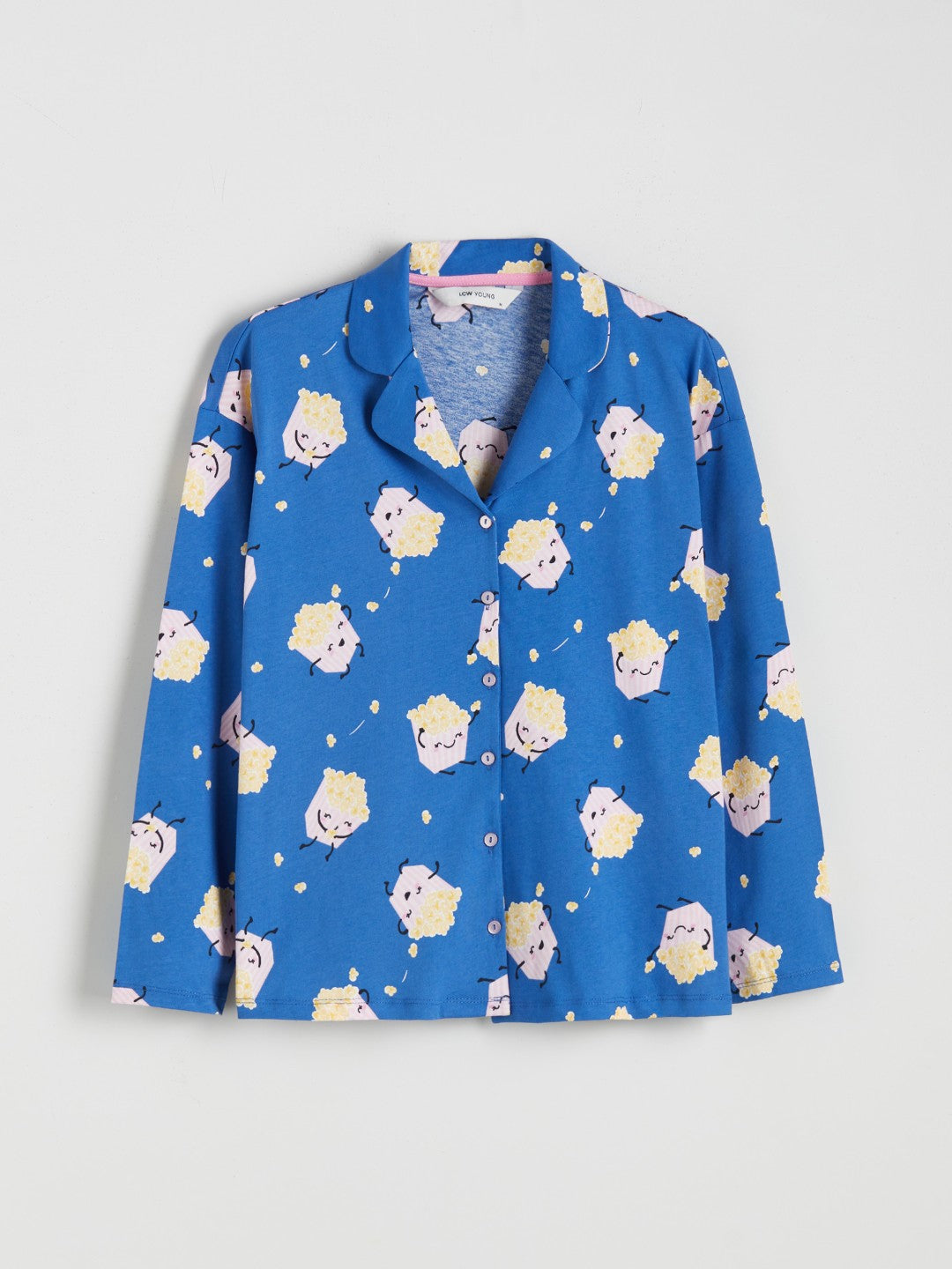 LCW Young Blue Shirt Collar Printed Women Pajama Set