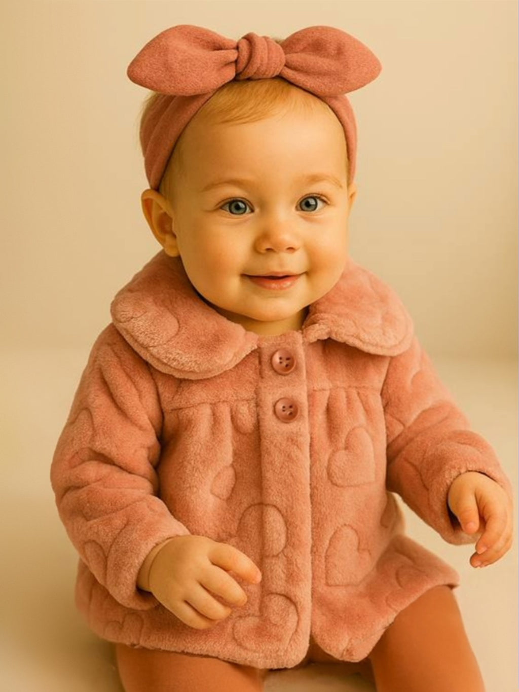LCW Baby Ecru Baby Collar Girl Plush Coat