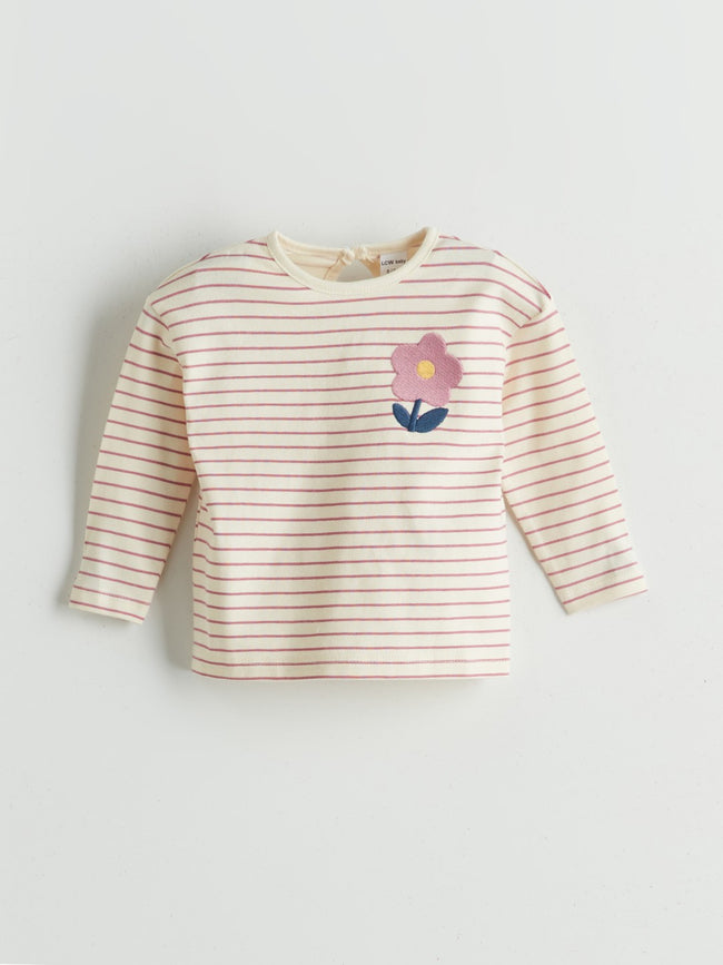 LCW Baby Ecru Crew Neck Baby Girl Blouse And Tights 2-Pack Main Image