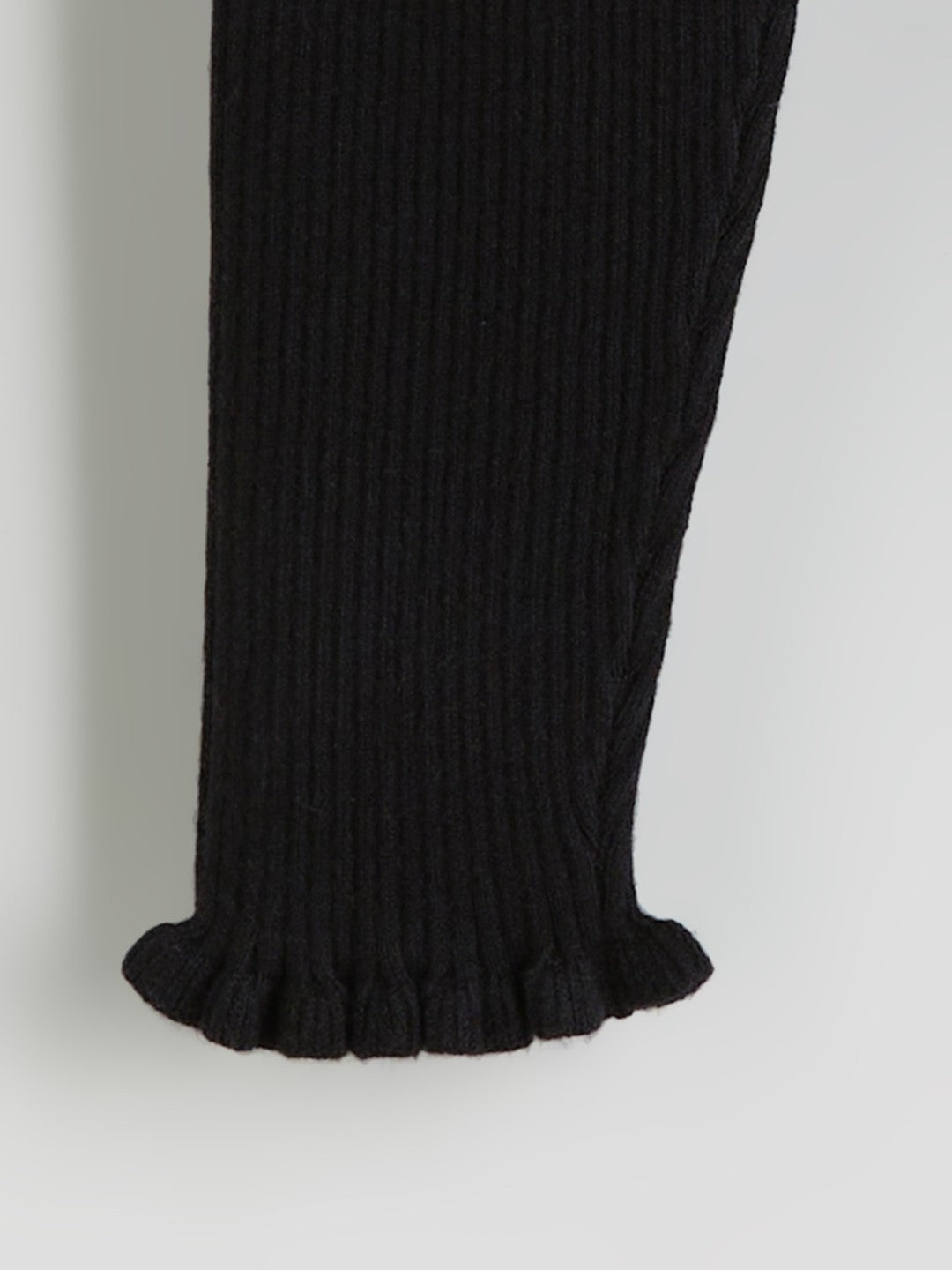 LCW Kids Black Elastic Waist Soft Textured Girls Knitted Leggings