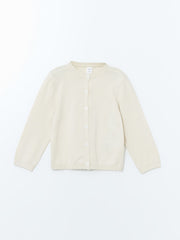 LCW Kids Black Crew Neck Girls Knitwear Cardigan