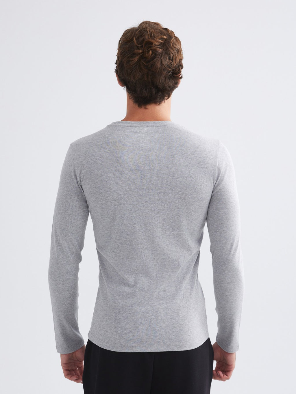 LCW Classic Black Crew Neck Basic Long Sleeve Men T-Shirt