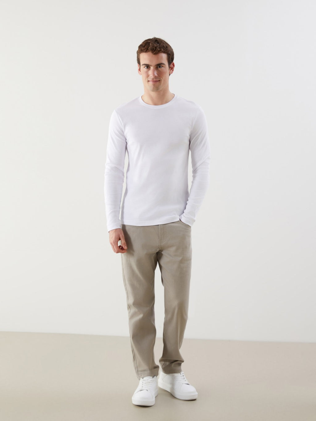 LCW Classic Black Crew Neck Basic Long Sleeve Men T-Shirt