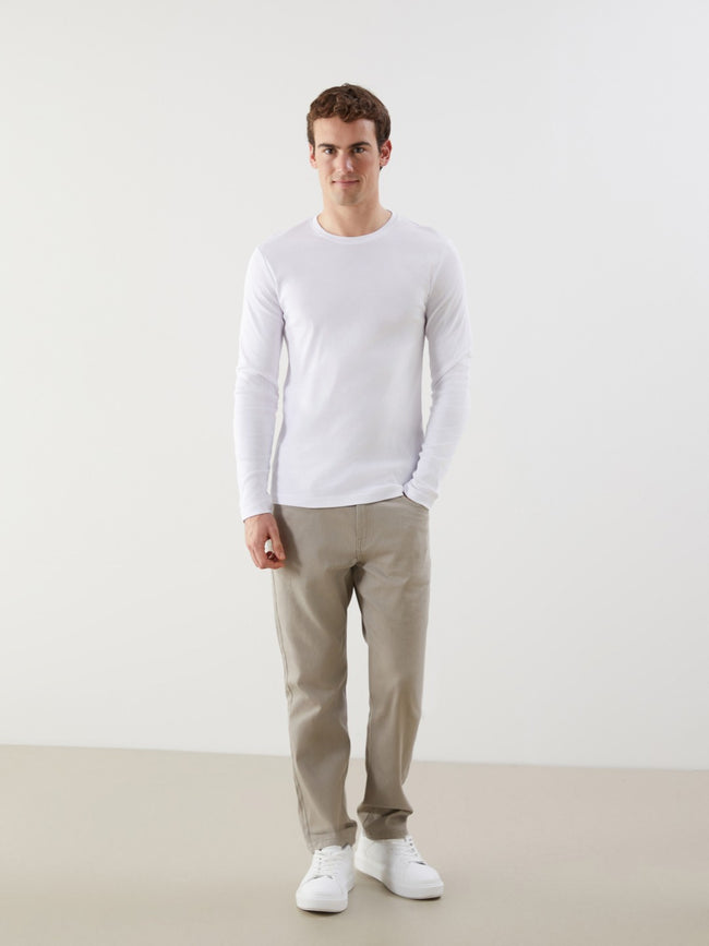 LCW Classic Black Crew Neck Basic Long Sleeve Men T-Shirt Main Image