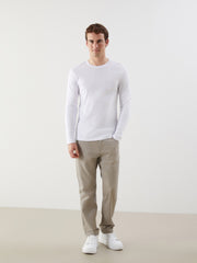 LCW Classic Black Crew Neck Basic Long Sleeve Men T-Shirt