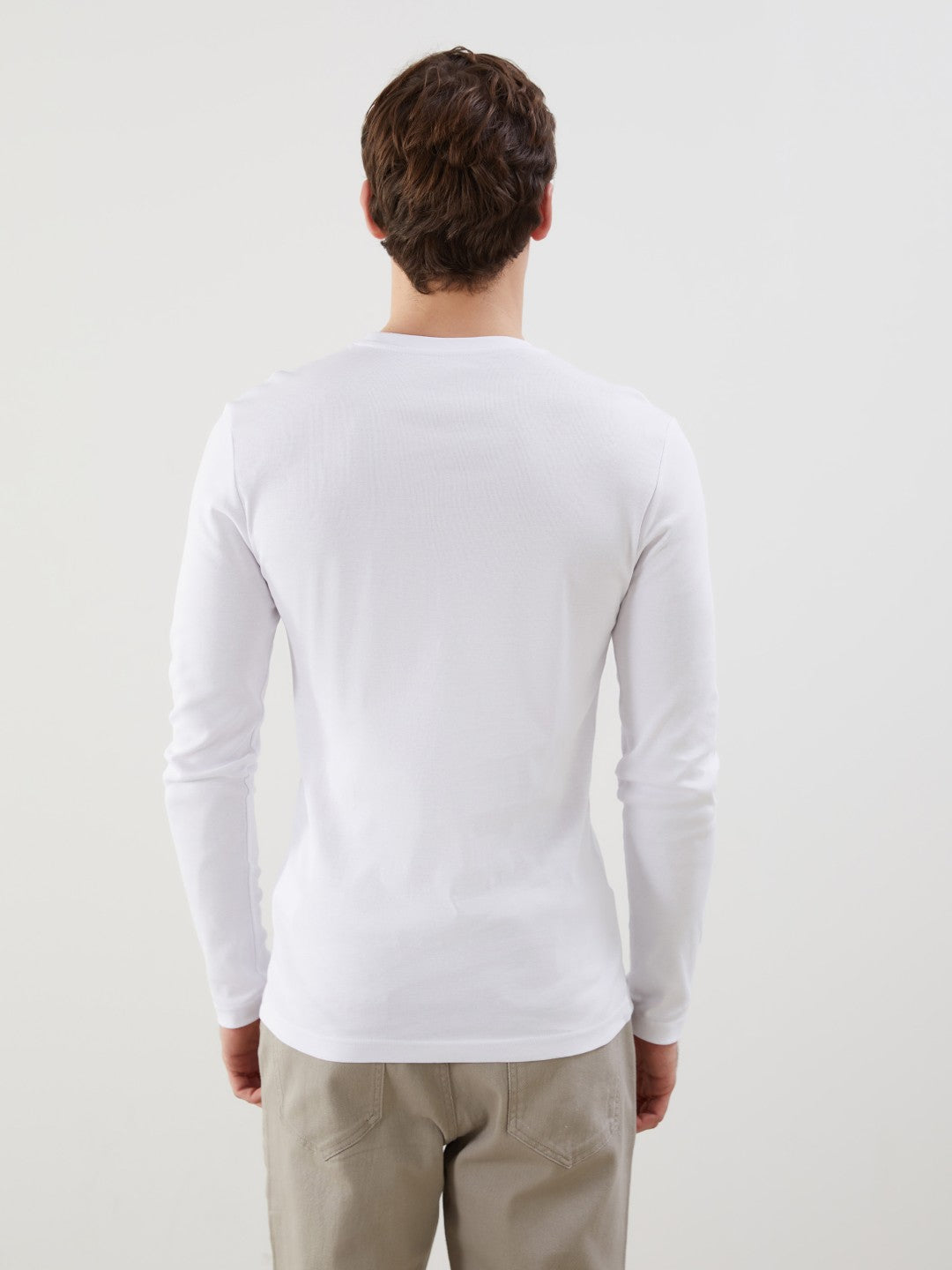 LCW Classic Black Crew Neck Basic Long Sleeve Men T-Shirt