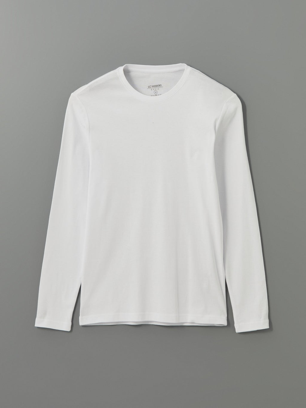 LCW Classic Black Crew Neck Basic Long Sleeve Men T-Shirt