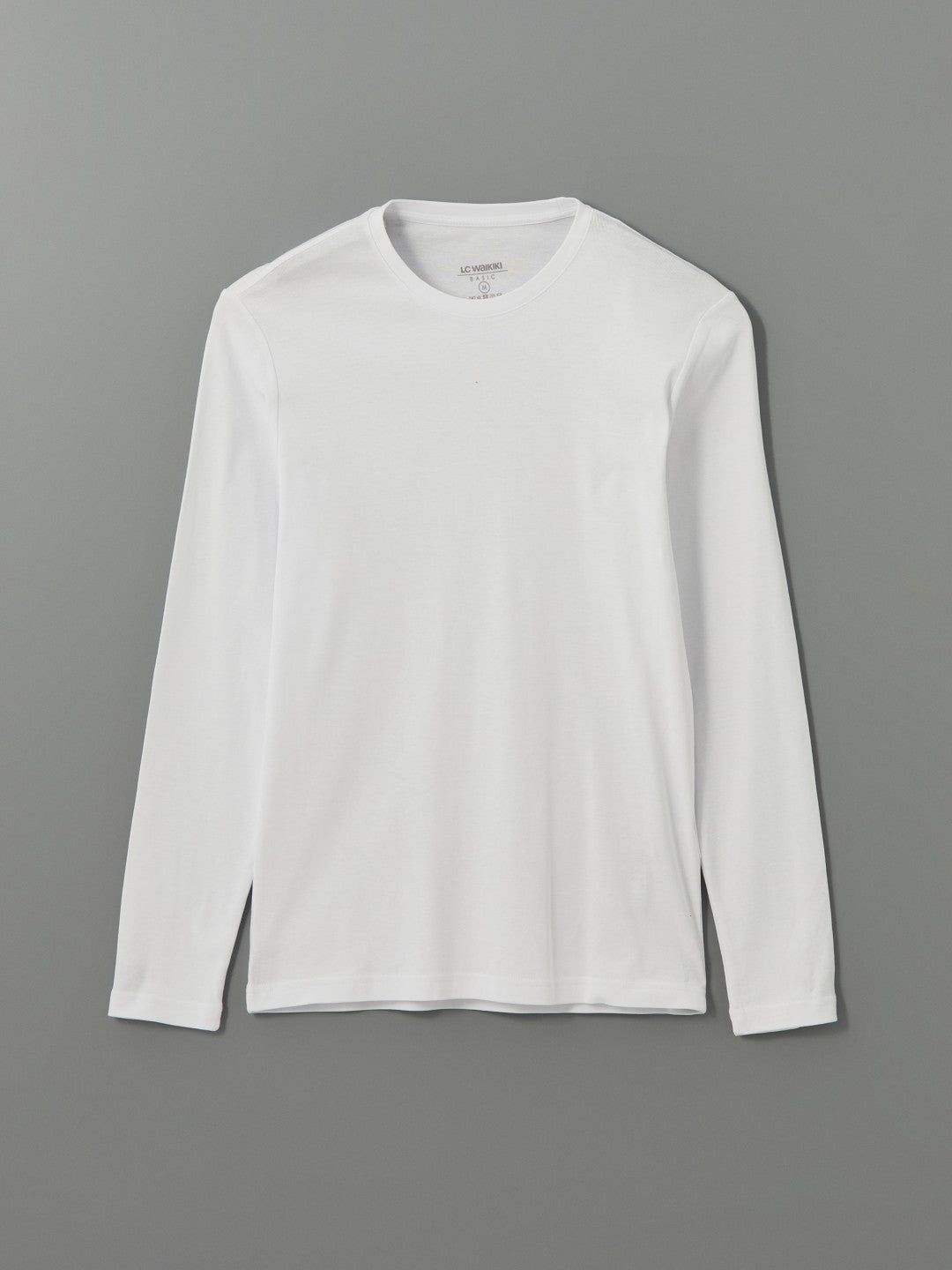 LCW Classic Black Crew Neck Basic Long Sleeve Men T-Shirt