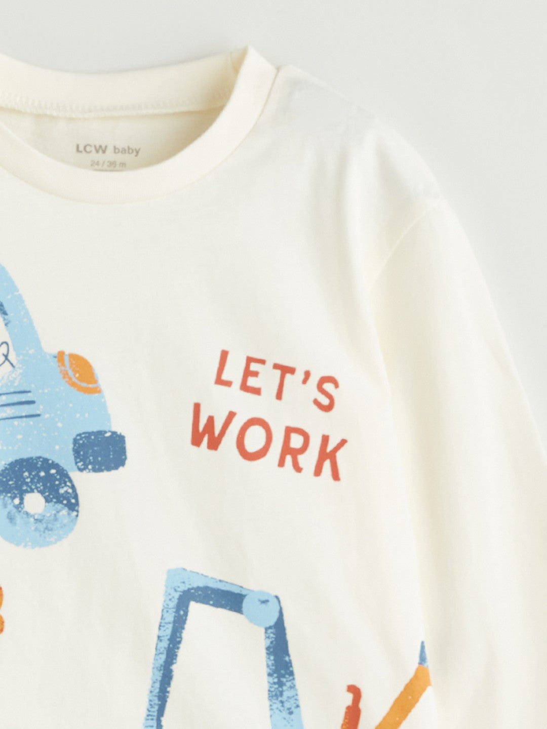 LCW Baby Beige Crew Neck Baby Boy Pajama Set