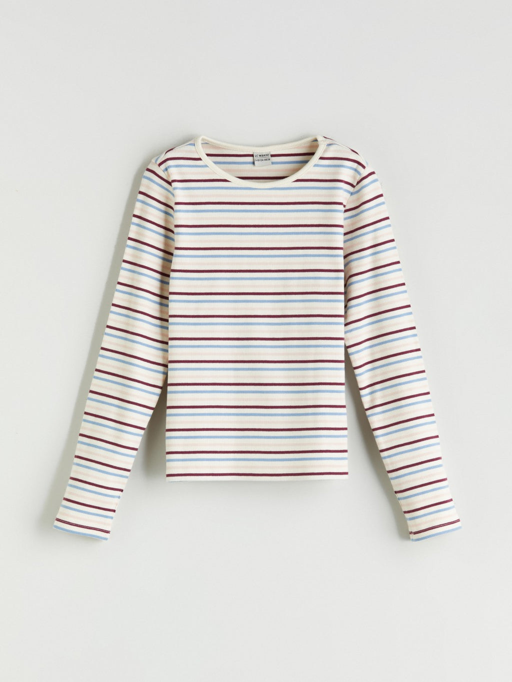 LCW Kids Mixed Crew Neck Striped Girls T-Shirt