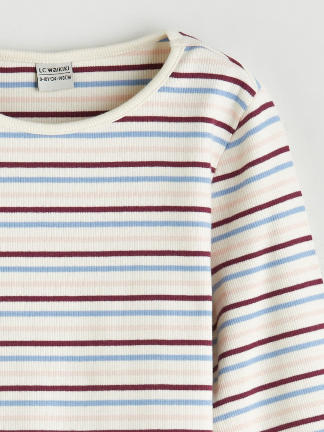 LCW Kids Mixed Crew Neck Striped Girls T-Shirt