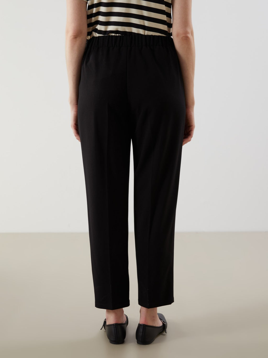 LCW Grace Black Plus Size Elastic Waist Women Trousers