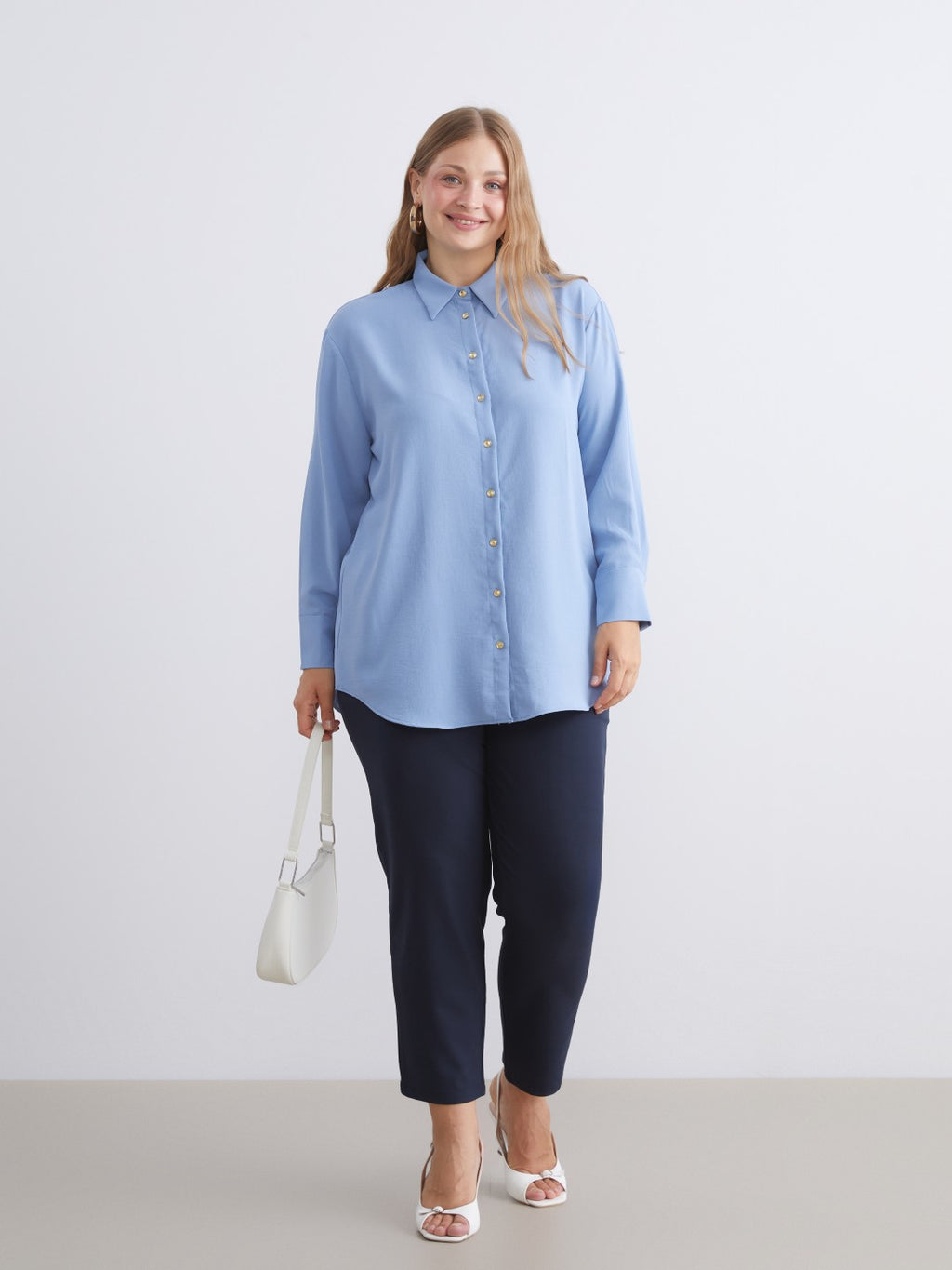 LCW Grace Black Plus Size Elastic Waist Women Trousers